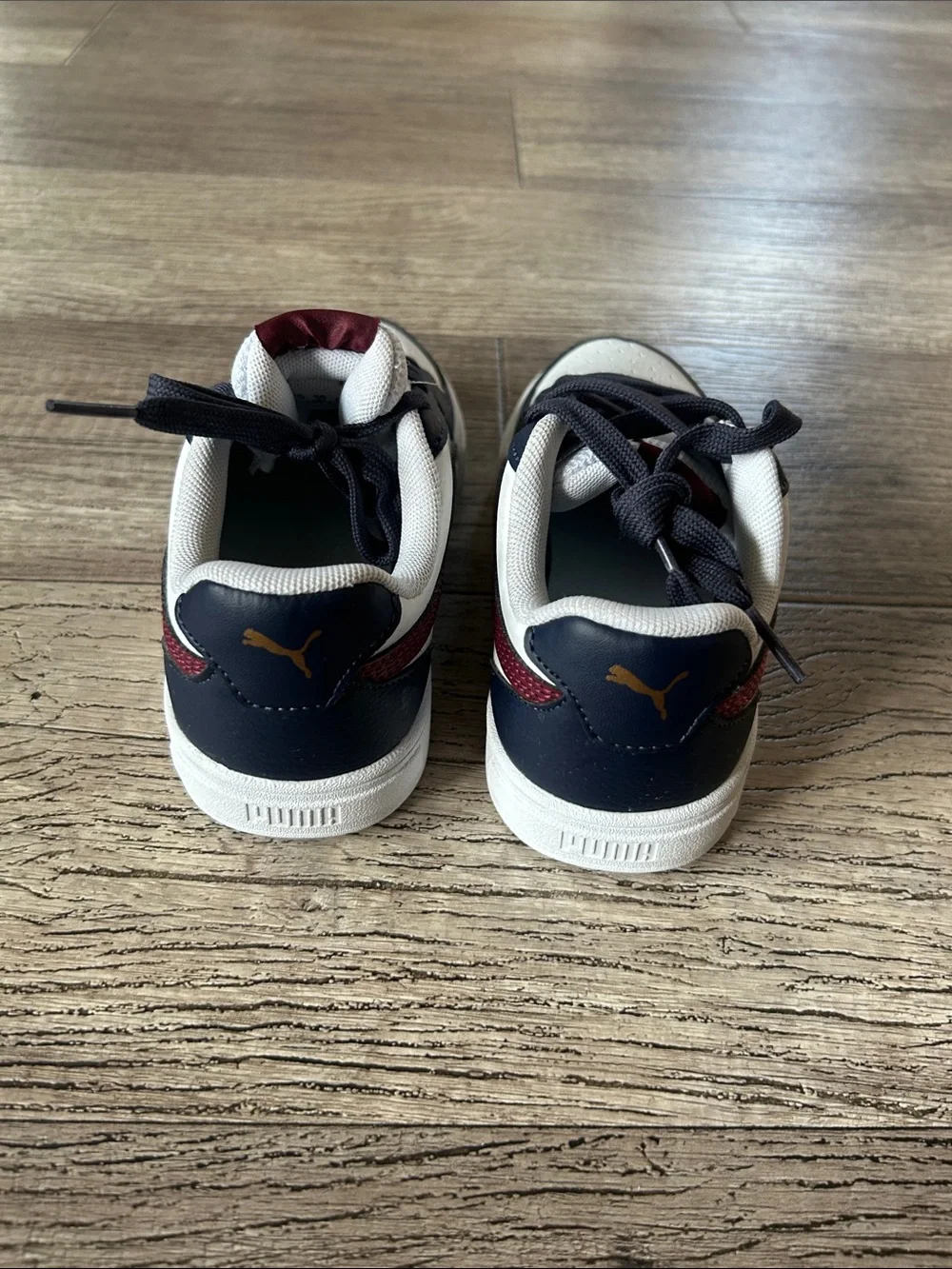 Puma Kids White Navy Burgundy Low-Top Sneakers